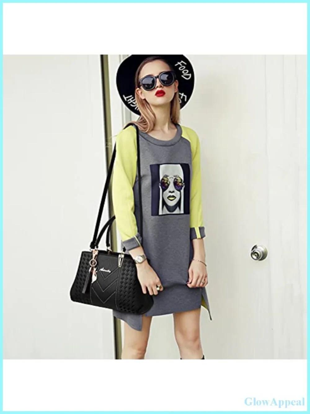 Womens PU Leather Satchel Tote Bag Shoulder Crossbody Purse 7 Pockets